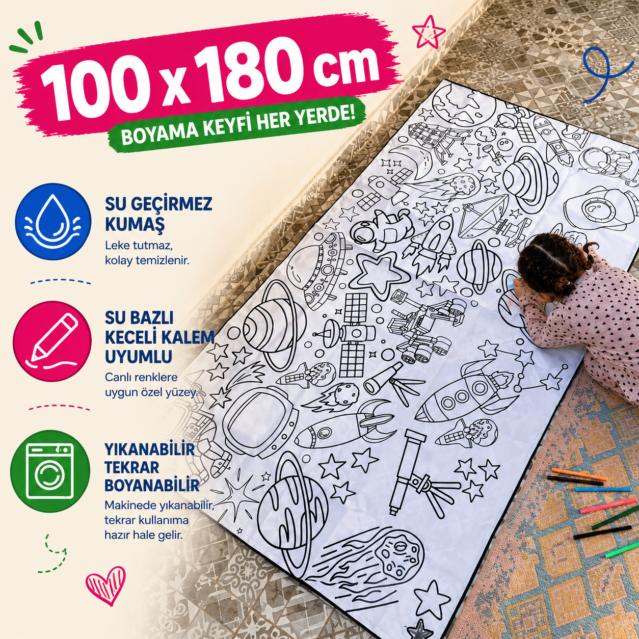 YIKANABİLİR BOYAMA HALISI